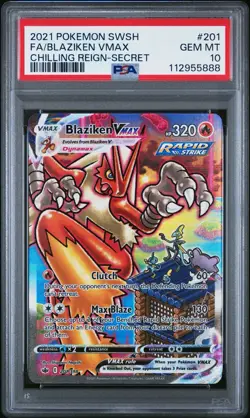 Blaziken Vmax 2021 Pokemon SWSH Chilling Reign Alternative Art #201 PSA 10 - Image 1