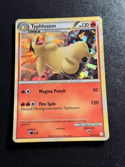 Typhlosion 32/123 - Pokemon Heart Gold Soul Silver Holo Card Cracked Ice - MP - Image 1