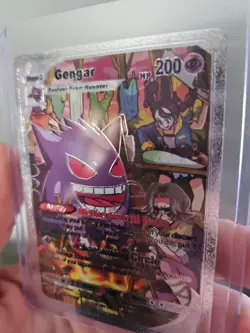 Gengar Silver Foil Fan Art Vinyl Collector Pokemon Display Card - Image 4