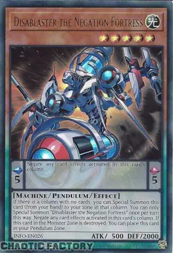 YUGIOH INFO-EN026 Disablaster the Negation Fortress Ultra Rare 1st Edition NM - Image 1
