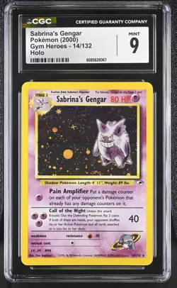 CGC 9 MINT Sabrina's Gengar 2000 Gym Heroes 14/132 Holo Pokemon Card - Image 1