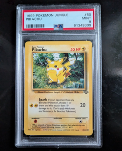 PSA 9 MINT 1999 JUNGLE POKEMON PIKACHU RED CHEEKS 60/64 #60 WOTC GRADED CARD - Image 1