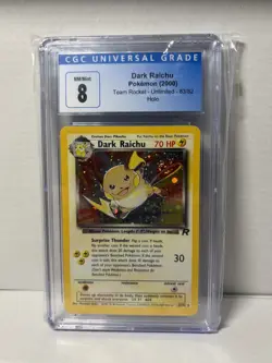 Dark Raichu Pokemon (2000) 83/82 Team Rocket Holo CGC Graded 8 Card - Image 1