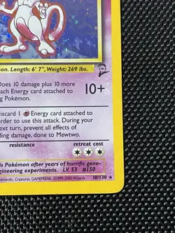 Mewtwo 10/130 Swirl Holo Rare Base Set 2 Pokemon Card - Image 4