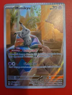 Mimikyu MISCUT SVP075 Illustration Rare Paldean Fates Promo Pokemon Card NM - Image 1