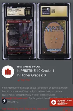 Summon: G.F. Cerberus Borderless Foil Final Fantasy CGC Pristine 10 Pop 1 ?? - Image 2