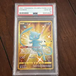 2021 Pokemon Celebrations Mew 025/025 Full Art Gold Rare PSA 10 (652) - Image 1