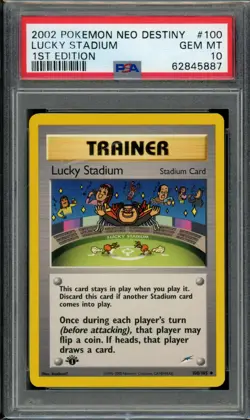 PSA 10 Lucky Stadium 100/105 Neo Destiny 1st Edition 2002 Pokemon - Image 1