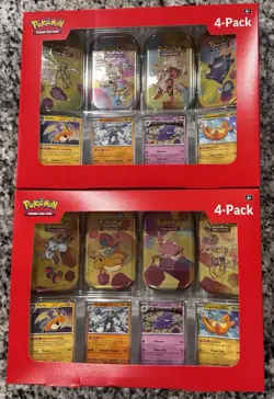 Pokemon TCG 151 Mini Tins 4 Pack + 4 Promos NIB Sealed Sams Club Exclusive NEW - Image 1