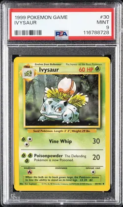 1999 POKEMON BASE SET UNLIMITED #30 IVYSAUR PSA 9 - Image 1