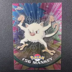 Pokemon #56 Mankey Hologram Foil 2000 Topps Chrome Fighting - LP/NM - Image 1
