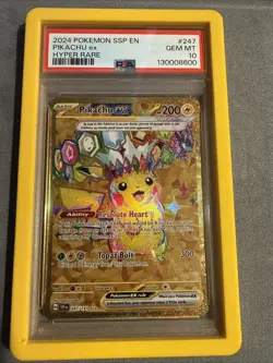 Pokemon Pikachu EX Gold Hyper Rare Surging Sparks SSP en 247/191 PSA 10 - Image 1