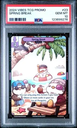 Pudgy Penguin Vibes TCG Spring Break SDCC 2025 Promo Card #23 PSA 10 GEM MINT - Image 1