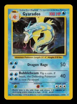 Pokemon Card Gyarados 6/102 Base Set Holo Vintage WOTC Rare MP 1999 #2 - Image 1