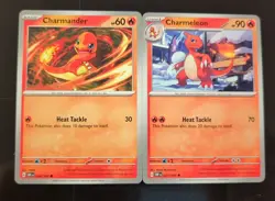 Lot 2 cards Pokemon Obsidian Flames Charmander Charmeleon 26 27 common uncommon - Image 1