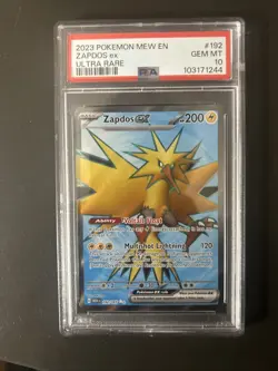 Pokemon Scarlet & Violet Zapdos EX Ultra Rare Card 192/165 PSA 10 Gem MT - Image 1