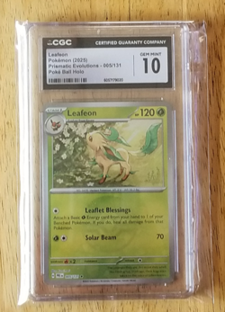 Pokemon tcg- Leafeon (Pokeball) - Prismatic Evolutions 005/131 - CGC Grade 10 - Image 1
