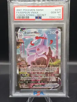 Pokemon 2021 Espeon VMAX 270/264 FA Secret Fusion Strike GEM MINT PSA 10 - Image 1
