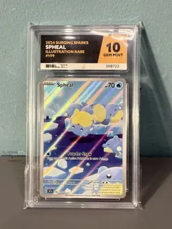 Ace Gem Mint 10 Pokemon TCG Surging Sparks Spheal 199/191 - Image 2