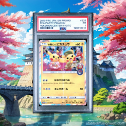 2019 POKEMON JPN SM PROMO POKEMON CENTER KYOTO #325 TEA PARTY PIKACHU PSA 1 - Image 1