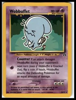 Wobbuffet Pokemon 35/75 Rare Neo Discovery Non-Holo Unlimited LP Vintage - Image 1