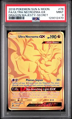 2018 Pokemon Sun Moon Dragon Majesty Secret Full Art Necrozma GX 78/70 PSA 9 - Image 1