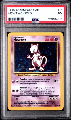 1999 POKEMON GAME #10 MEWTWO-HOLO PSA 7 - Image 1