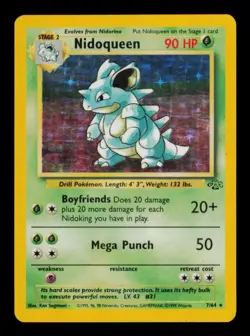 Pokemon Card Nidoqueen 7/64 Jungle Holo Vintage Original WOTC LP Rare 1999 - Image 1