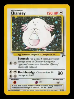 Pokemon Card Chansey 3/130 Holo Base Set 2 Two Vintage Rare WOTC LP 2000 - Image 1