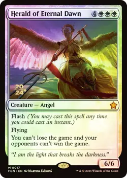 MTG FOIL Herald of Eternal Dawn Prerelease Foundations - Promo: Date Stamped - Image 1