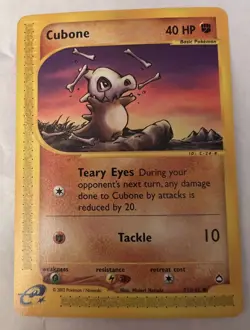 POKEMON AQUAPOLIS NON HOLO CUBONE CARD 72/147 - Image 1