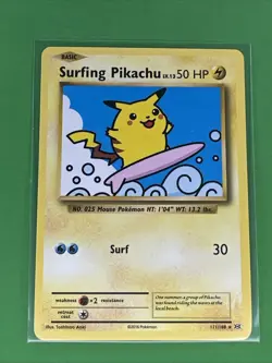 Pokemon TCG Surfing Pikachu Evolutions Card 111/108 Regular Secret Rare 2016 - Image 1