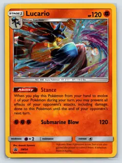 Lucario SM54 Sun & Moon Black Star Promo Cosmos Holo Pokemon Card LP - Image 1