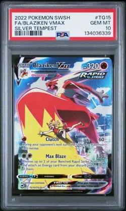 2022 POKEMON SWORD & SHIELD SILVER TEMPEST #TG15 FULL ART/BLAZIKEN VMAX PSA 10 - Image 1