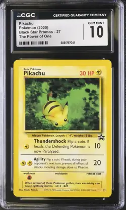 CGC 10 Pokemon English Pikachu 27 2000 Black Star Promos - WotC The Power of One - Image 1