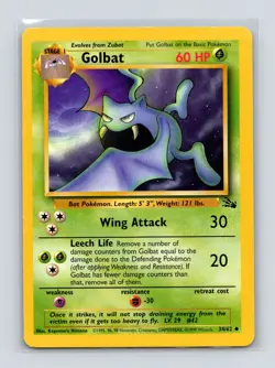 Pokemon TCG Golbat 34/62 Fossil Unlimited LP - Image 1