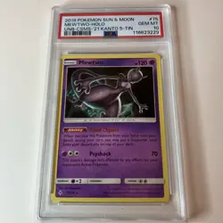 2019 Pokemon Mewtwo Holo PSA 10 Low Pop Kanto 5 Tin 75/214 Gem Mint Sun & Moon - Image 1