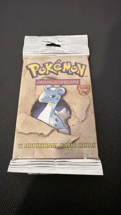 1999 Pokemon Fossil Booster Pack WOTC Lapras Unlimited Long Crimp - Image 1