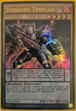 YuGiOh Igknight Templar Ultra Rare 1st Edition CORE-EN028 - Image 1
