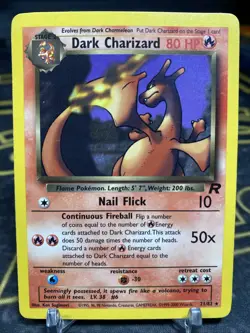 Pokemon TCG Dark Charizard Non-Holo Card 21/82 Team Rocket 2000 Vintage LP - Image 1
