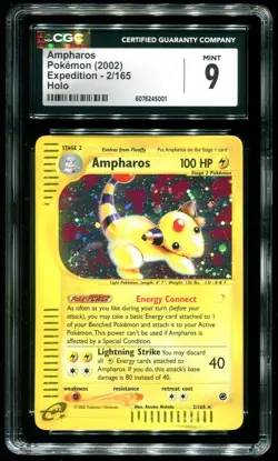 CGC 9 Ampharos Holo Rare Expedition 2002 Pokemon Card #2 - Image 1