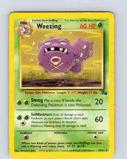 Pokemon TCG Weezing Fossil 45/62 Unlimited Uncommon Card WOTC Played MP-LP - Image 1