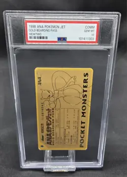 PSA 10 Mewtwo ANA Pokemon Jet Gold Boarding Pass No.3 Promo Japanese Card 1998 - Image 1