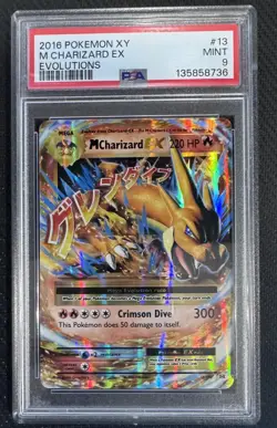 2016 Pokemon XY Evolutions Mega Charizard EX PSA 9 Mint English 13/108 Card - Image 1