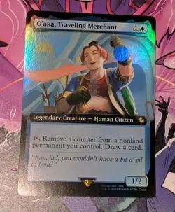 MTG *FOIL EXTENDED ART* Final Fantasy Commander O'AKA TRAVELING MERCHANT NM - Image 1