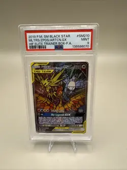2019 Pokemon Black Star Promo Moltres Zapdos Articuno GX #SM210 PSA 9 Mint - Image 1