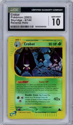 2003 Pokemon Skyridge #6/144 CROBAT Reverse Holo GEM MINT 10 - Image 1