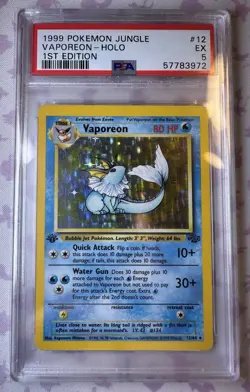 Pokemon Vaporeon 12/64 Jungle Holo 1st Edition PSA 5 - Image 1
