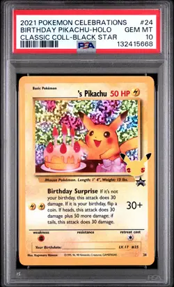 2021 POKEMON CELEBRATIONS CLASSIC COLL #24 BIRTHDAY PIKACHU-HOLO PSA 10 - Image 1