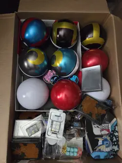 Pokemon Accesories Lot Pokeball, Tins, UPC Box, Dice, Coins, Playing Mats. - Image 1